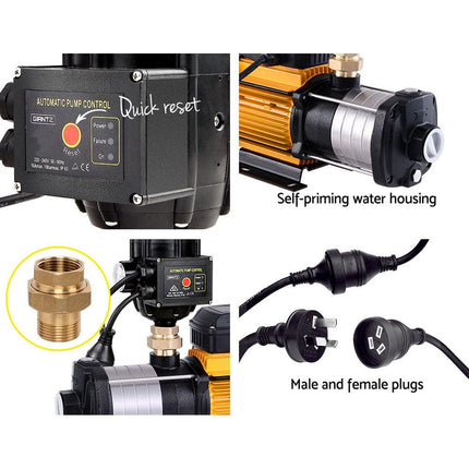 Giantz Garden Water Pump High Pressure 2000W Max 5-Stage Tank Irrigation Transfer Booster Pump Black.