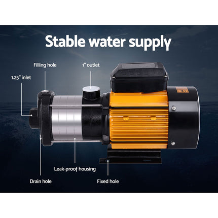 Giantz Garden Water Pump High Pressure 2000W Max 5 Stage Tank Irrigation Transfer Booster Yellow.
