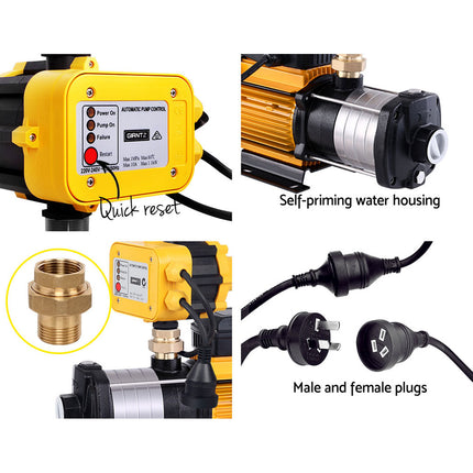 Giantz Garden Water Pump High Pressure 2000W Max 5 Stage Tank Irrigation Transfer Booster Yellow.
