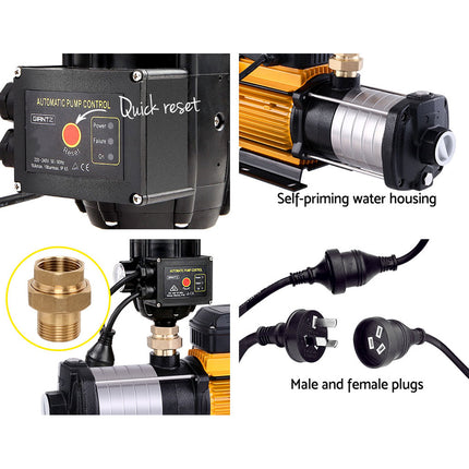 Giantz Garden Water Pump High Pressure 2500W Max 6-Stage Tank Irrigation Transfer Booster Pump Black.