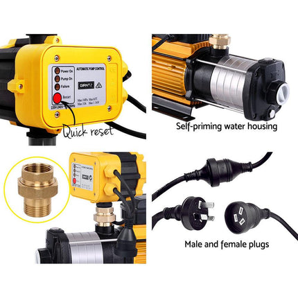 Giantz Garden Water Pump High Pressure 2500W Max 6-Stage Tank Irrigation Transfer Booster Yellow.