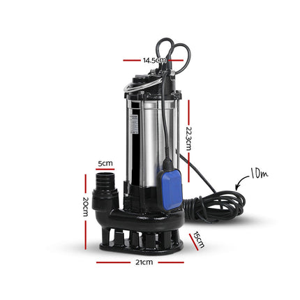 Giantz 2000W Max. Submersible Dirty Water Pump Bore Tank Well Steel Automatic.