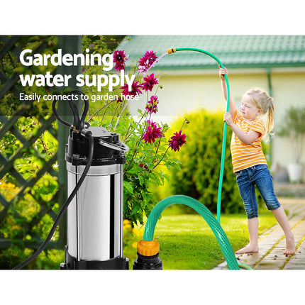Giantz 2000W Max. Submersible Dirty Water Pump Bore Tank Well Steel Automatic.