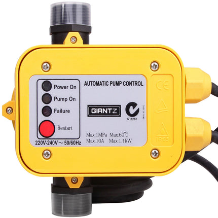 Giantz Water Pressure Pump Controller Auto Switch Control Electric Electronic Yellow.
