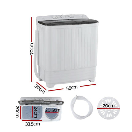 Devanti Portable Washing Machine Twin Tub 4.5KG.