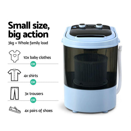 Devanti Portable Washing Machine 3KG Black.
