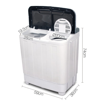 Devanti Portable Washing Machine Twin Tub 4.6KG White.