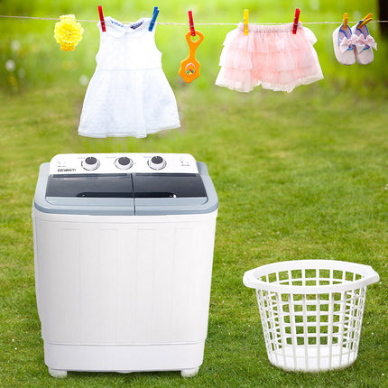 Devanti Portable Washing Machine Twin Tub 4.6KG White.