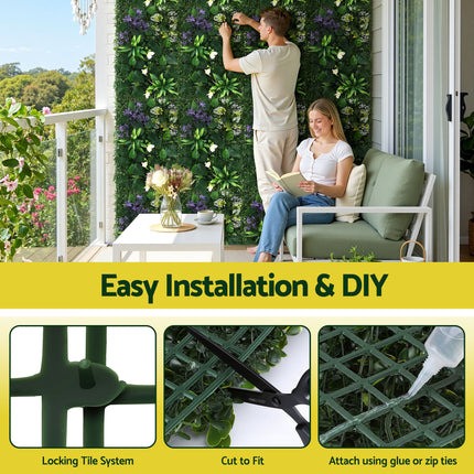 Gardeon 4PCS Artificial Plant Wall Panels 40X60CM Boxwood Panel Hedge Grass Backdrop Backyard Green Decor.