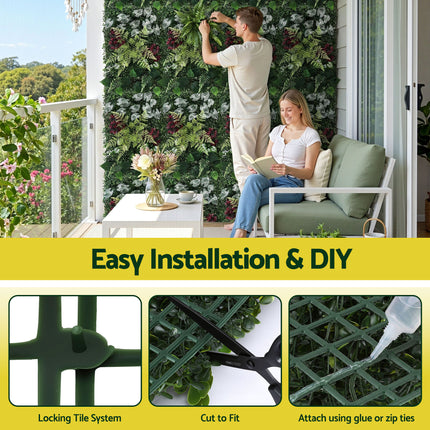 Gardeon 4PCS Artificial Plant Wall Panels 40X60CM Boxwood Panel Flower Backdrop Backyard Green Decor.