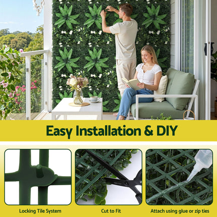 Gardeon 4PCS Artificial Plant Wall Panels 40X60CM Boxwood Panel Leaf Backdrop Backyard Green Decor.