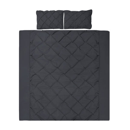 Giselle Bedding Quilt Cover Set Diamond Pinch Black King.