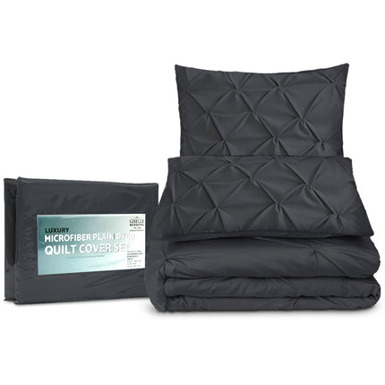 Giselle Bedding Quilt Cover Set Diamond Black Super King.