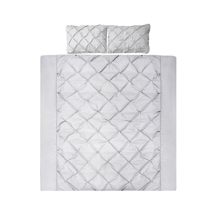 Giselle Bedding Quilt Cover Set Diamond Pinch Grey King.