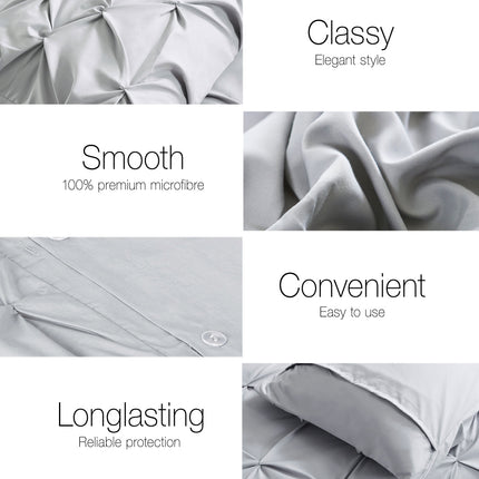 Giselle Bedding Quilt Cover Set Diamond Pinch Grey King.