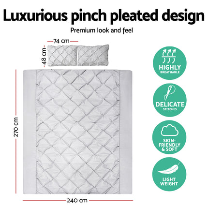 Giselle Bedding Quilt Cover Set Diamond Grey Super King.