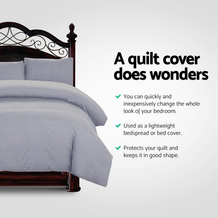 Giselle Bedding Quilt Cover Set Classic Grey King.