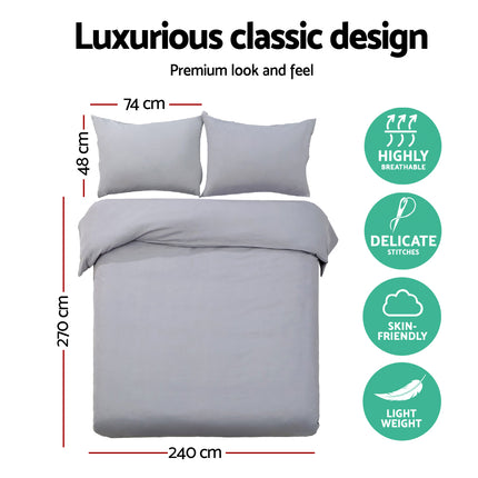 Giselle Bedding Quilt Cover Set Classic Grey Super King.