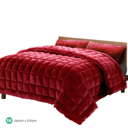 Giselle Bedding Faux Mink Quilt Burgundy Super King.