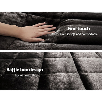 Giselle Bedding Faux Mink Quilt Charcoal Double.