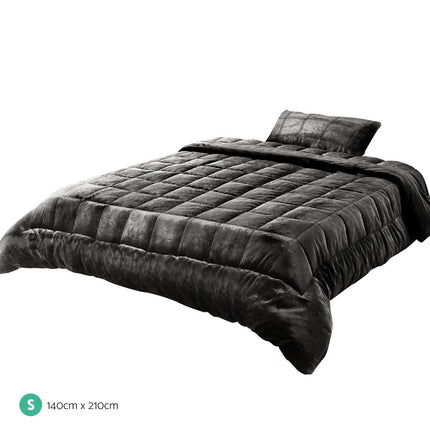 Giselle Bedding Faux Mink Quilt Charcoal Single.
