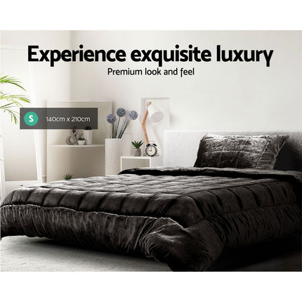 Giselle Bedding Faux Mink Quilt Charcoal Single.
