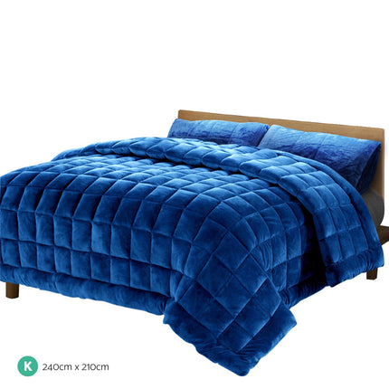 Giselle Bedding Faux Mink Quilt Blue King.