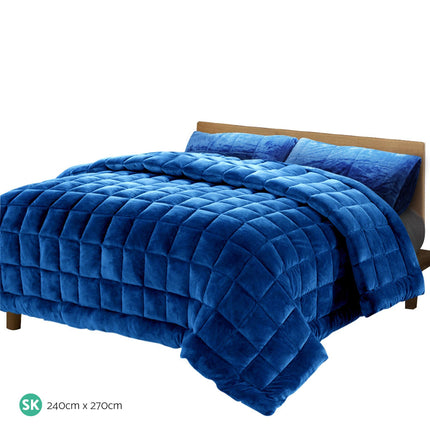 Giselle Bedding Faux Mink Quilt Blue Super King.