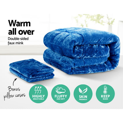 Giselle Bedding Faux Mink Quilt Blue Super King.