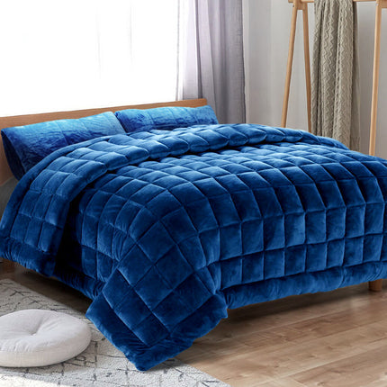 Giselle Bedding Faux Mink Quilt Blue Super King.