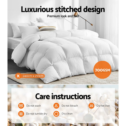 Giselle Bedding 700GSM Goose Down Feather Quilt King.