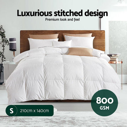 Giselle Bedding 800GSM Goose Down Feather Quilt Winter Blanket Duvet Comforter Single.