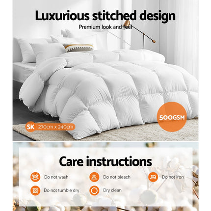 Giselle Bedding 500GSM Goose Down Feather Quilt Super King.