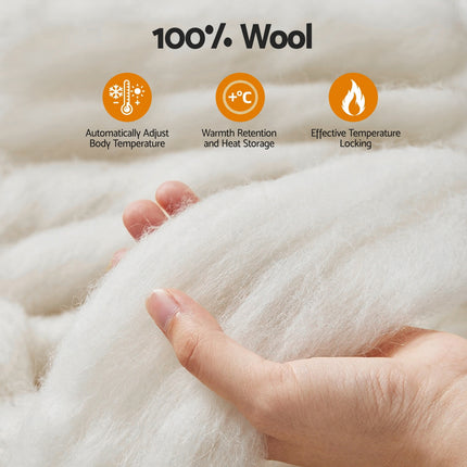 Giselle Bedding Wool Quilt 500GSM Thick Queen Winter Doona Baffle Box Construction 100% Wool Filling.