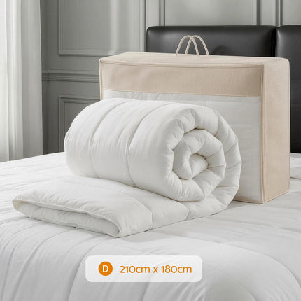 Giselle Bedding Wool Quilt 800GSM Extra Thick Double Winter Doona Baffle Box Construction 100% Wool Filling.