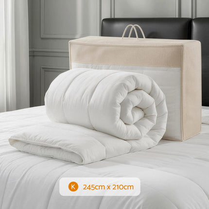 Giselle Bedding Wool Quilt 800GSM Extra Thick King Winter Doona Baffle Box Construction 100% Wool Filling.