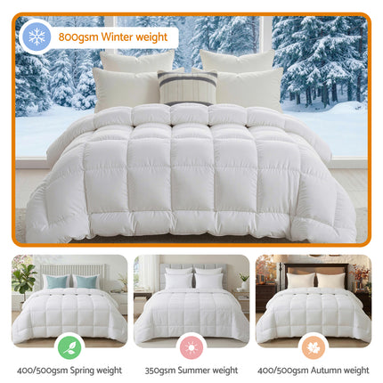 Giselle Bedding Wool Quilt 800GSM Extra Thick Super King Winter Doona Baffle Box Construction 100% Wool Filling.