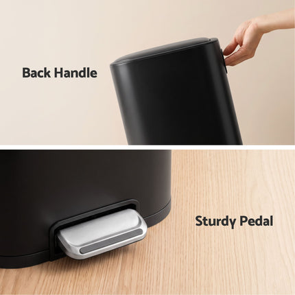 Cefito 30L Pedal Rubbish Bin Kitchen Trash Garbage Waste Can Soft Close Black