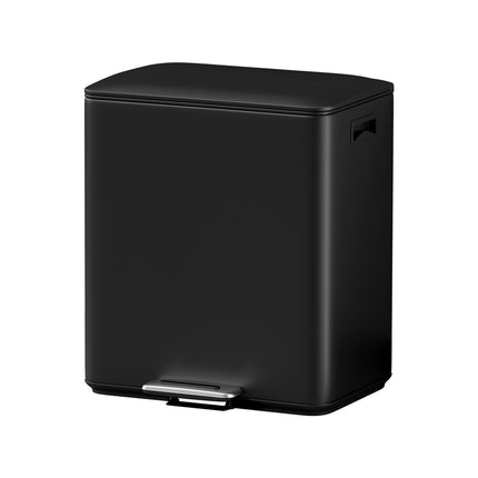 Cefito Pedal Bins Rubbish Bin Dual Compartment Waste Recycle Dustbins 40L Black.