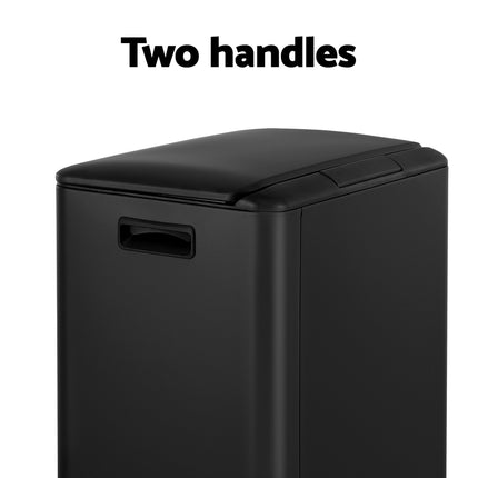 Cefito Pedal Bins Rubbish Bin Dual Compartment Waste Recycle Dustbins 40L Black.