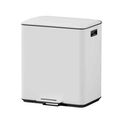 Cefito Pedal Bins Rubbish Bin Dual Compartment Waste Recycle Dustbins 40L White.