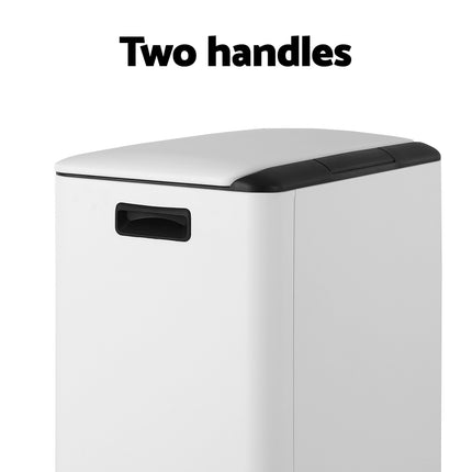 Cefito Pedal Bins Rubbish Bin Dual Compartment Waste Recycle Dustbins 40L White.