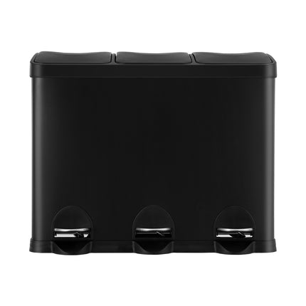 Cefito Pedal Bins Rubbish Bin Triple Compartments Waste Recycle Dustbins 45L.