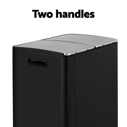Cefito Pedal Bins Rubbish Bin Dual Compartment Waste Recycle Dustbins 60L Black.