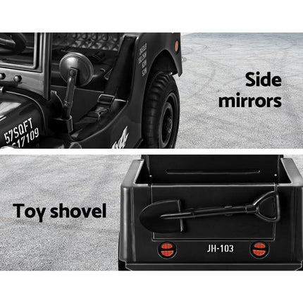 Rigo Kids Electric Ride On Car Jeep Military Off Road Toy Cars Remote 12V Black.