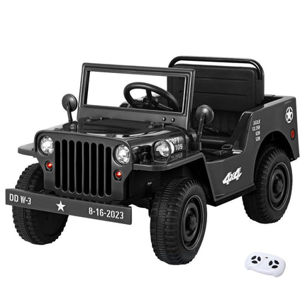 Rigo Kids Electric Ride On Car Jeep Military Off Road Toy Cars Remote 12V Black.