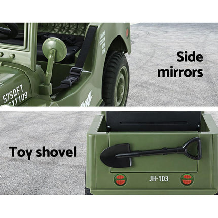 Rigo Kids Electric Ride On Car Jeep Military Off Road Toy Cars Remote 12V Olive.