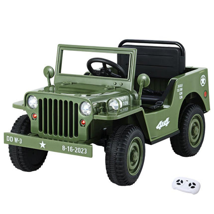Rigo Kids Electric Ride On Car Jeep Military Off Road Toy Cars Remote 12V Olive.