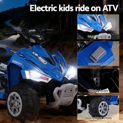 Rigo Kids Ride On Car ATV Quad Motorbike Electric Outdoor Toys 12V Blue.