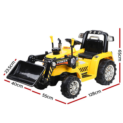 Rigo Kids Electric Ride On Car Bulldozer Digger Loader Remote 6V Yellow.